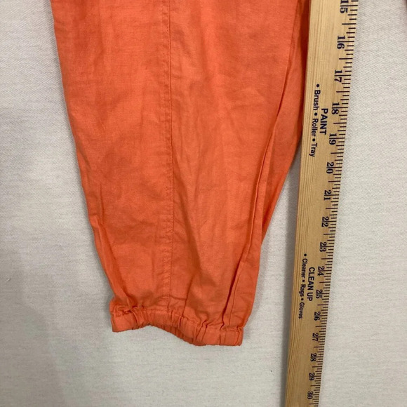 New New York & Company Orange Linen Blend Cargo Tie Front Pull-on Pants XL - Picture 9 of 11